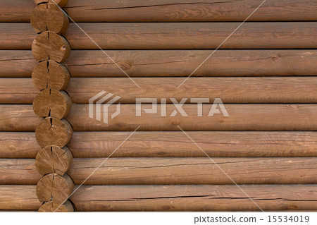 timbered wooden wall made from logs as background 15534019