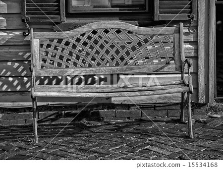 isolated bench on wood in black and white 15534168