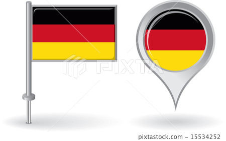 German pin icon and map pointer flag. Vector 15534252