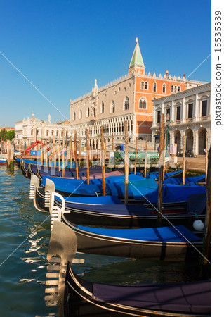 Gondolas  and Doge palace, Venice, Italy 15535339
