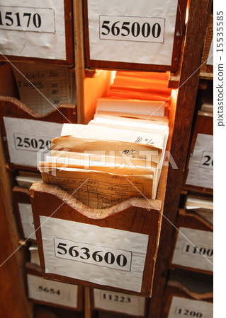 Drawer with business papers in archive Drawer with business papers in archive 15535585