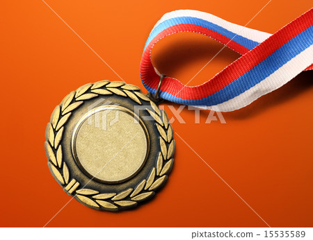 Metal medal with tricolor ribbon Metal medal with tricolor ribbon 15535589