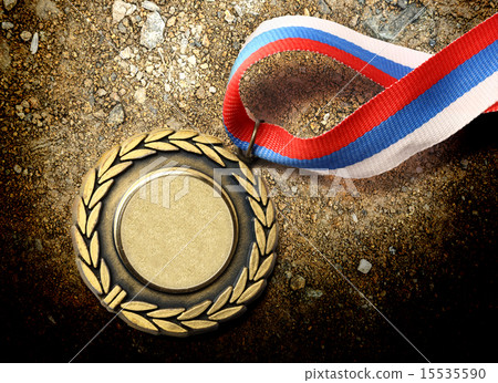 Metal medal with tricolor ribbon Metal medal with tricolor ribbon 15535590