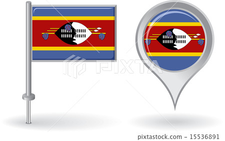 Swaziland pin icon and map pointer flag. Vector Swaziland pin icon and map pointer flag. Vector 15536891