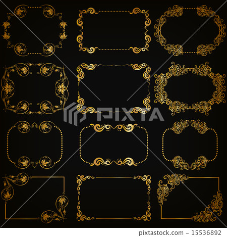 Vector set of gold decorative borders, frame Vector set of gold decorative borders, frame 15536892