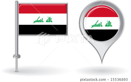 Iraqi pin icon and map pointer flag. Vector Iraqi pin icon and map pointer flag. Vector 15536893