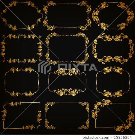 Vector set of gold decorative borders, frame Vector set of gold decorative borders, frame 15536894