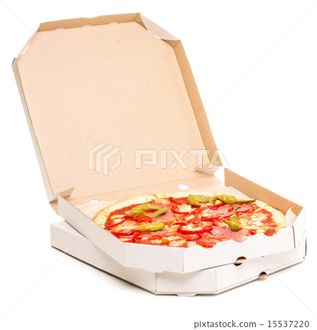 Open box with pizza. Open box with pizza. 15537220