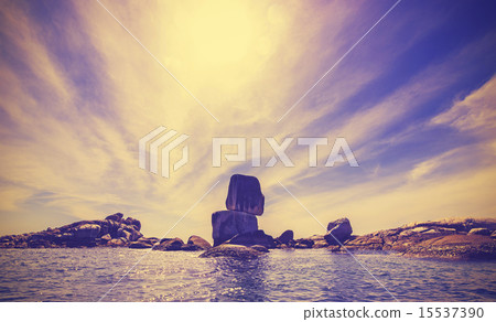 Vintage toned rocky island in Thailand. Vintage toned rocky island in Thailand. 15537390