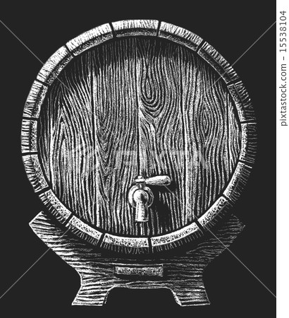 Vector wooden barrel drawn on the chalkboard 15538104