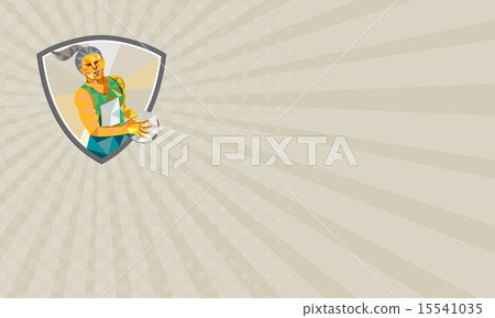 Business card Netball Player Holding Ball Polygon 15541035