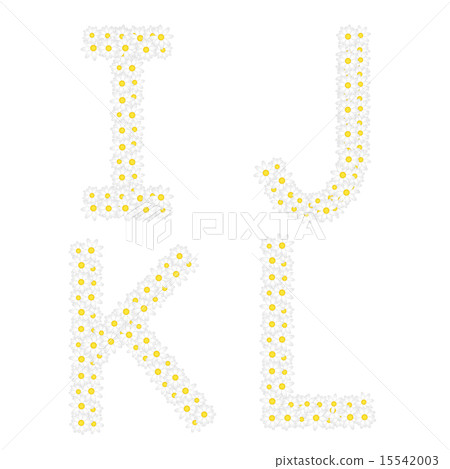 Letters IJKL composed from daisy flowers.  15542003