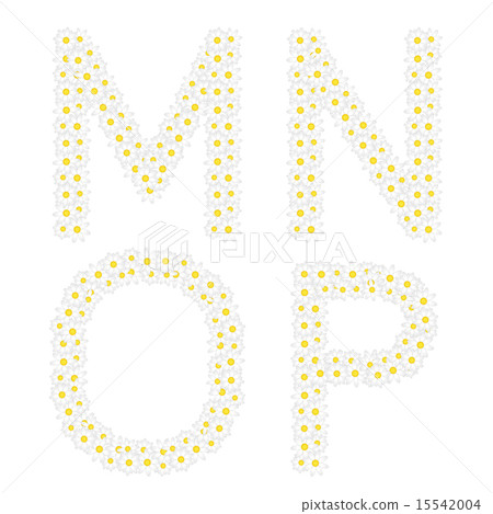 Letters MNOP composed from daisy flowers.  15542004