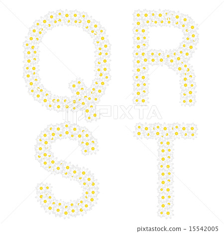 Letters QRST composed from daisy flowers.  15542005