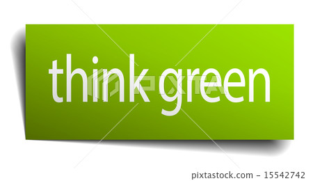 think green square paper sign isolated on white-插圖素材 [15542742] - PIXTA圖庫
