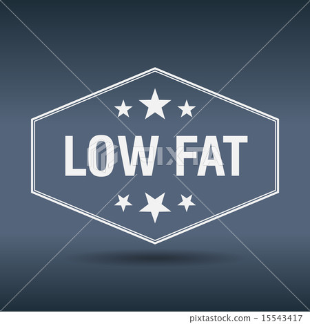 low fat hexagonal white vintage retro style label - Stock Illustration ...