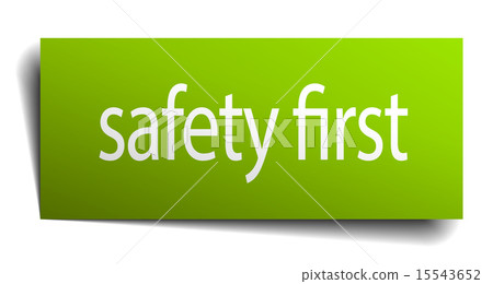 safety first square paper sign isolated on white - Stock Illustration ...