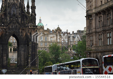 Scott Monument and the streets of Edinburgh, a World Heritage Site 15544518