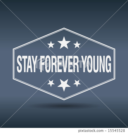 stay forever young hexagonal retro style label 15545528