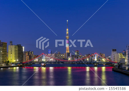 Kiyosu bridge and sky tree night view Kiyosu bridge and sky tree night view 15545586