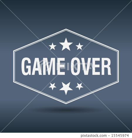 game over hexagonal vintage retro style label - Stock Illustration ...