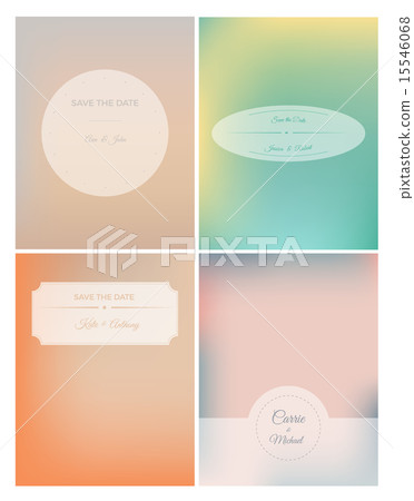 Set of retro invitation card on blurred background 15546068