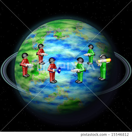 Toy army on Earth globe 15546812