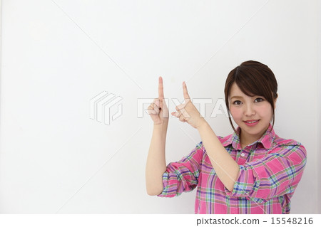 20's Japanese female pointing 15548216