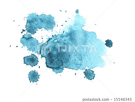 Abstract watercolor aquarelle hand drawn blue drop splatter stain art paint on white background 15548343