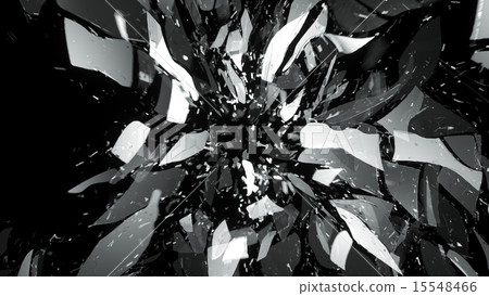 Broken pieces of glass on black with motion blur 15548466