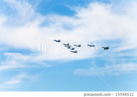 flight military fighter aircrafts in white clouds flight military fighter aircrafts in white clouds 15548512
