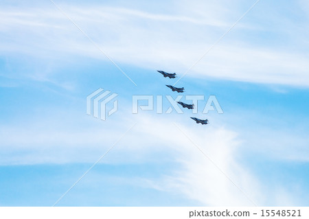 four military fighter aircrafts in cloudy sky 15548521