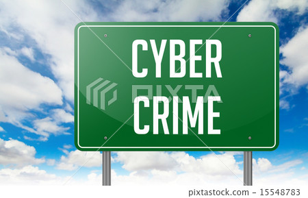 Cyber Crime on Green Highway Signpost. Cyber Crime on Green Highway Signpost. 15548783