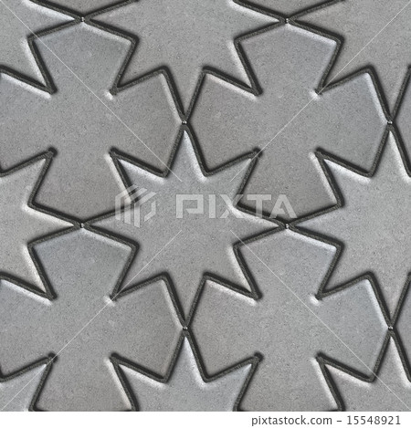 Gray Paving Slabs Laid in the Form of Stars and Crosses. Gray Paving Slabs Laid in the Form of Stars and Crosses. 15548921