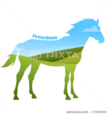 Concept of horse silhouette with text on field background. Concept of horse silhouette with text on field background. 15550484
