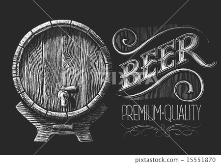 Barrel of beer on chalkboard 15551870
