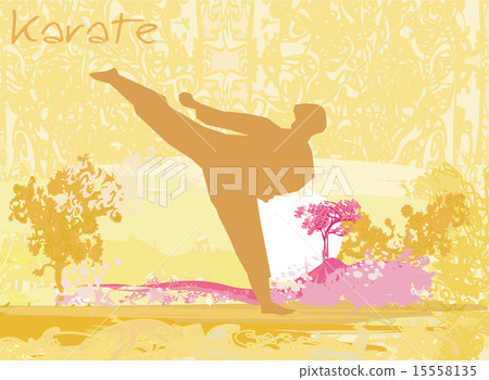 karate man silhouette Grunge poster 15558135