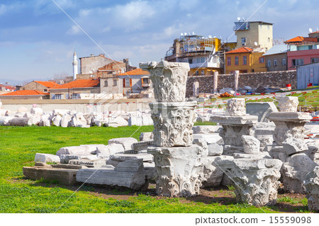 Ruined ancient column details in Smyrna. Izmir 15559098