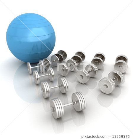 Fitness ball and dumbell 15559575