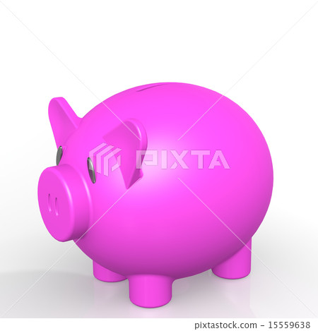 Pink isolated piggy bank 15559638