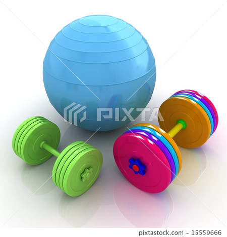 Fitness ball and dumbell 15559666