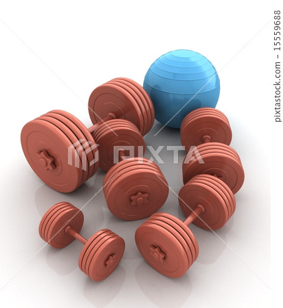 Fitness ball and dumbell 15559688