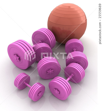 Fitness ball and dumbell 15559689