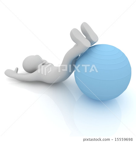 3d man exercising position on fitness ball 15559698