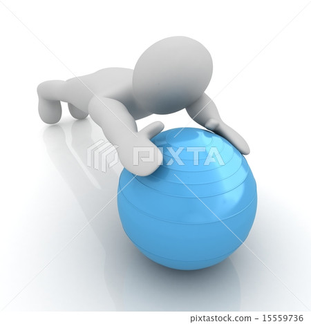 3d man exercising position on fitness ball 3d man exercising position on fitness ball 15559736