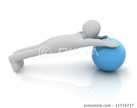 3d man exercising position on fitness ball 3d man exercising position on fitness ball 15559737