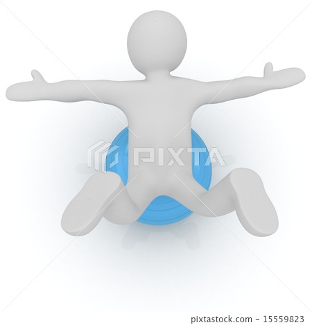 3d man exercising position on fitness ball 3d man exercising position on fitness ball 15559823