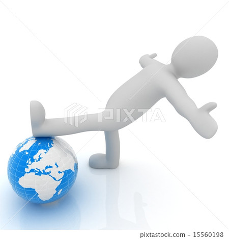 3d man and earth. Global business concept - Stock Illustration ...