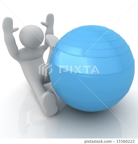 3d man exercising position on fitness ball 3d man exercising position on fitness ball 15560222
