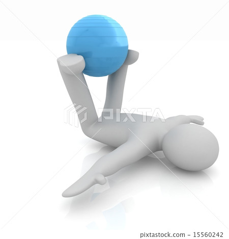3d man exercising position on fitness ball 3d man exercising position on fitness ball 15560242